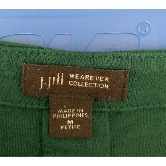 J. Jill Short Sleeve Maxi Dress Stretch Pleated Back Women's Green Medium Petite - Picture 3 of 5